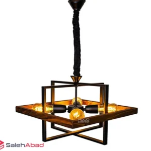 فروش عمده لوستر چوبی فلزی ستاره 4 شعله