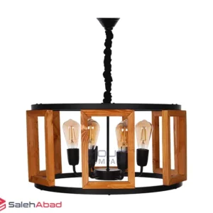 فروش عمده لوستر چوبی فلزی گرد 4 شعله