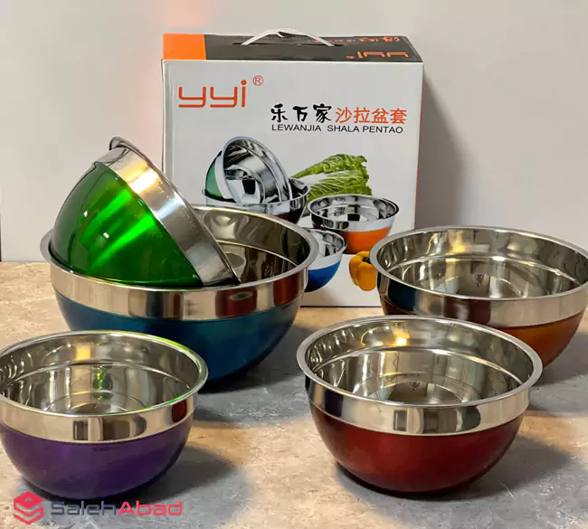 فروش عمده ست لگن استیل رنگی YYI