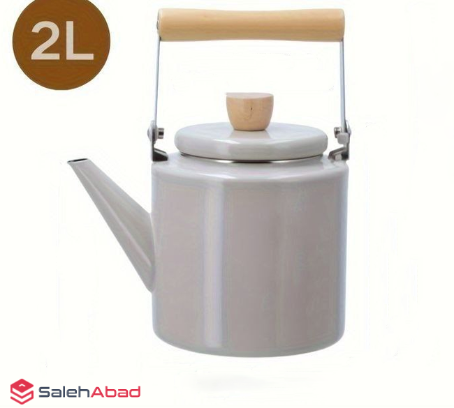 فروش عمده کتری لعابی دسته چوبی 2 لیتری