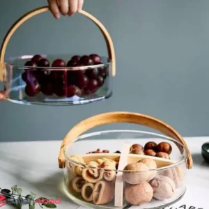 فروش عمده اردو خوری شیشه ای دسته چوبی