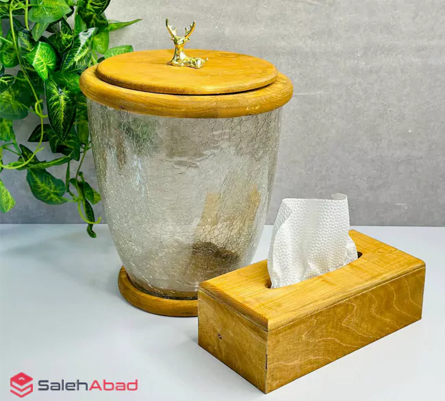 فروش عمده سطل و دستمال شیشه ترک طرح گوزن