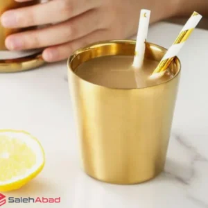 فروش عمده لیوان دوجداره استیل طلایی