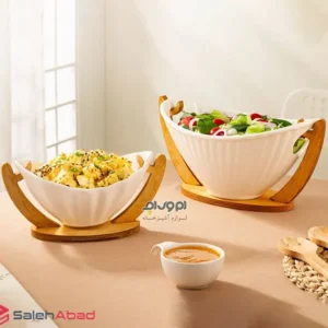 فروش عمده کاسه سالاد کشکولی پایه چوبی