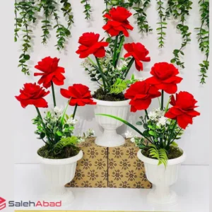 فروش عمده گلدان گل مصنوعی رز 3 شاخه