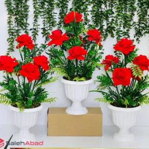 فروش عمده گلدان گل مصنوعی مدل رز 5 گل