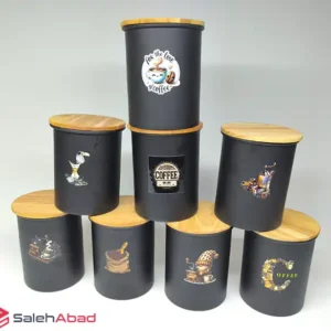 فروش عمده بانکه فلزی مشکی درب چوبی