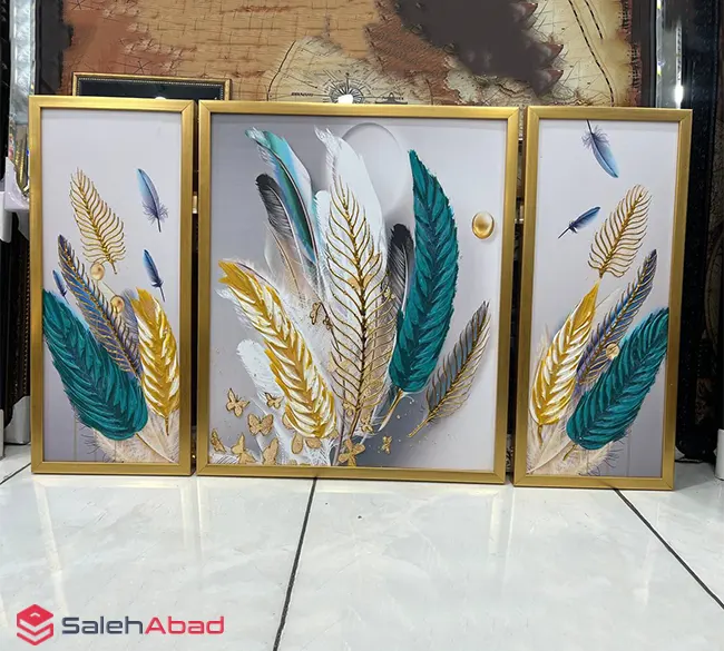 فروش عمده تابلو تکسچر 3 تکه طرح پر