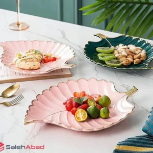 فروش عمده دیس چینی لب طلایی طرح برگ