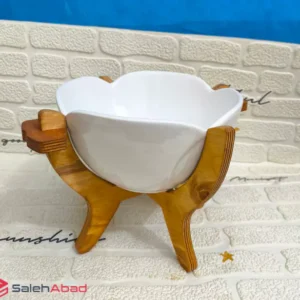 فروش عمده کاسه چینی پایه چوبی مدل لاله