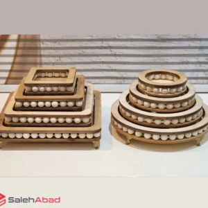 فروش عمده ظرف پذیرایی چوبی مهره ای 4 تکه