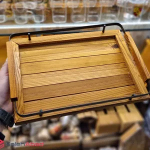 فروش عمده سینی فلزی کف چوبی مستطیلی