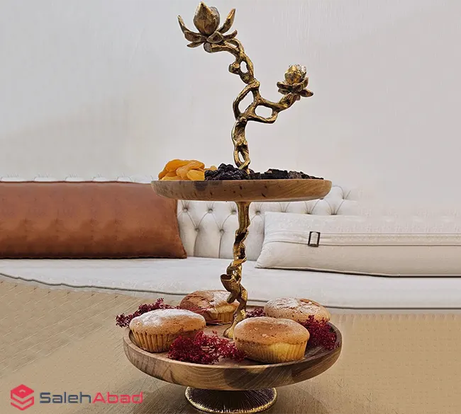 فروش عمده شیرینی خوری چوبی 2 طبقه گل رز