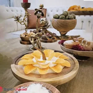 فروش عمده شیرینی خوری چوبی گرد طرح گل رز