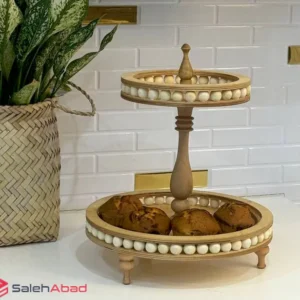 فروش عمده ظرف شیرینی گرد دو طبقه مهره ای