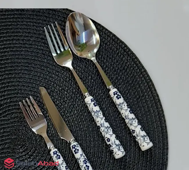 فروش عمده قاشق چنگال طرح گل آبی دنی هوم