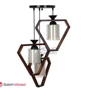 فروش عمده لوستر چوبی فلزی سه شاخه مثلثی
