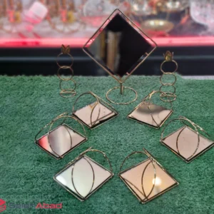 فروش عمده هفت سین فلزی کف آینه ای طلایی