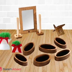 فروش عمده ست هفت سین چوبی بیضی 10 تکه