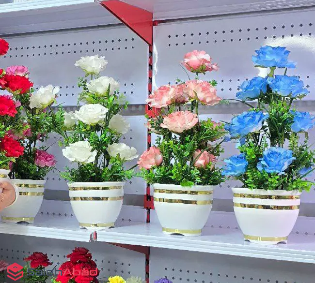 فروش عمده گلدان مصنوعی گل رز 10 شاخه