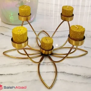 فروش عمده جاشمعی فلزی طرح گل 5 شعله