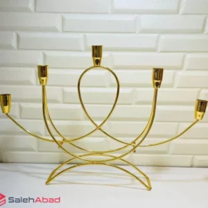 فروش عمده جاشمعی فلزی طلایی پنج شعله