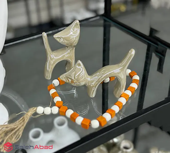 فروش عمده مجسمه گربه سرامیکی جفتی