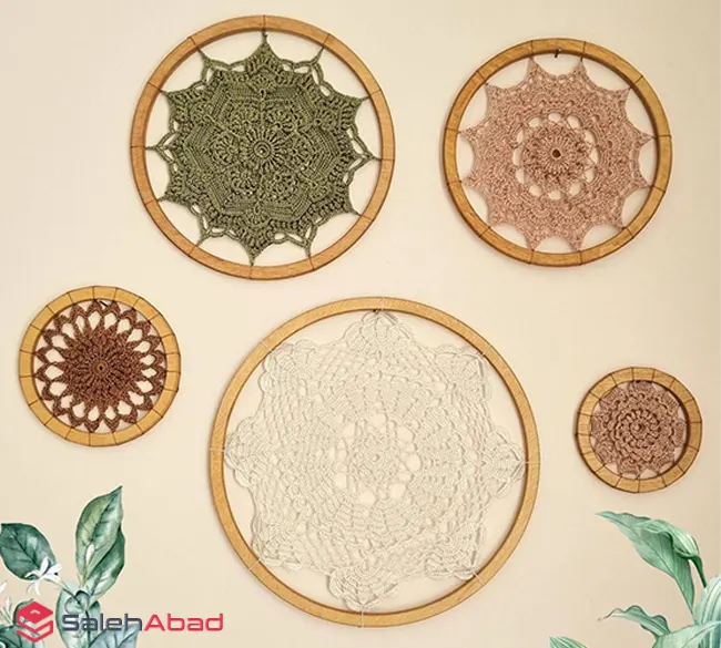 فروش عمده دیوارکوب طرح قلاب بافی 5 تکه