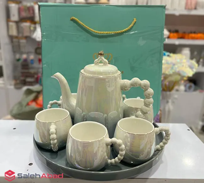 فروش عمده ست چای خوری چینی دسته مهره دار