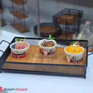فروش عمده سینی فلزی کف چوبی مستطیل
