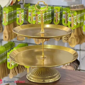 فروش عمده شیرینی خوری فلزی 2 طبقه طلایی