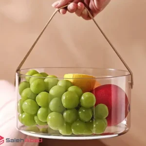 فروش عمده میوه خوری شیشه ای دسته چرمی