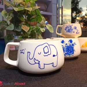 فروش عمده ماگ چینی سفید طرح دار لینا