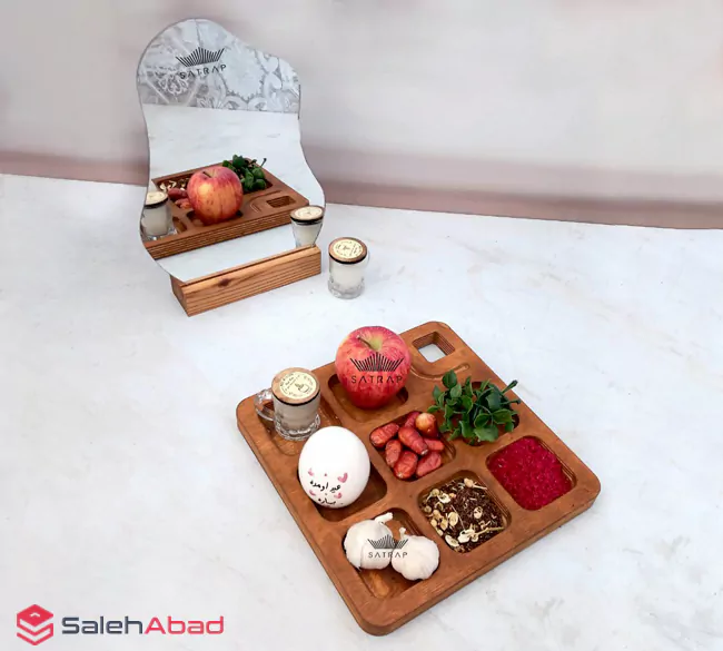 فروش عمده ظرف هفت سین چوبی با آینه