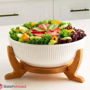 فروش عمده کاسه سالاد چینی استند چوبی