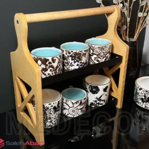 فروش عمده استند چوبی فلزی دو طبقه دسته دار