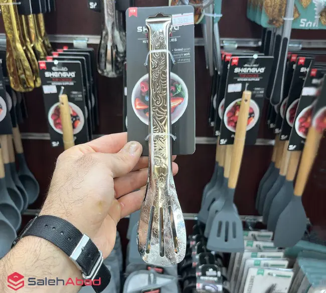 فروش عمده انبر سالاد استیل طرح گلدار SHENGYA