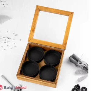 فروش عمده باکس تنقلات چوبی پیاله دار