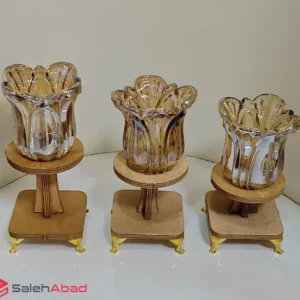 فروش عمده جاشمعی لاله پایه چوبی 3 سایز