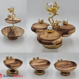 فروش عمده ست پذیرایی چوبی گل رز 5 تکه