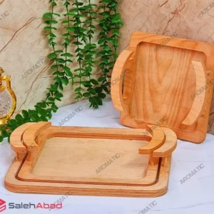 فروش عمده سینی چوبی مستطیل 3 تکه ترمه