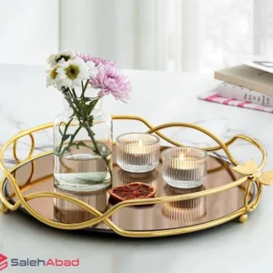 فروش عمده سینی کف آینه ای گرد مدل لبخند