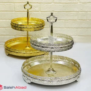 فروش عمده شیرینی خوری فلزی 2 طبقه گرد