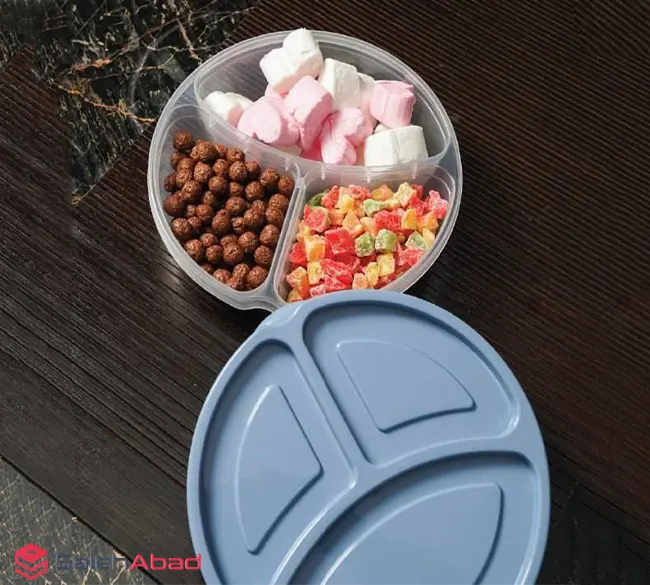 فروش عمده ظرف غذا 3 خانه گلدپلاست مایا