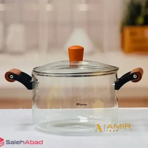 فروش عمده قابلمه پیرکس دسته چوبی 3.5 لیتر