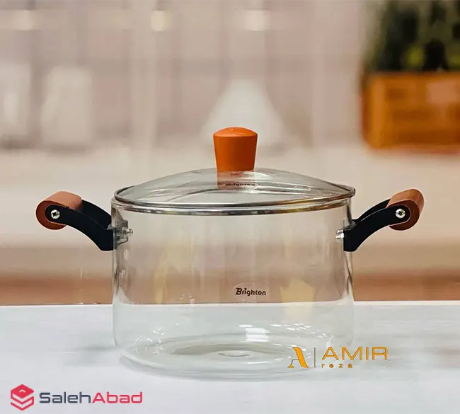 فروش عمده قابلمه پیرکس دسته چوبی 3.5 لیتر