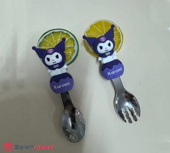 فروش عمده ست قاشق چنگال سیلیکونی کرومی