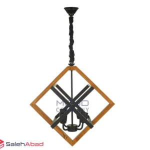 فروش عمده لوستر آویز چوب و فلز 4 شعله