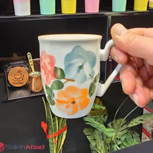 فروش عمده ماگ چینی سفید طرح گلدار