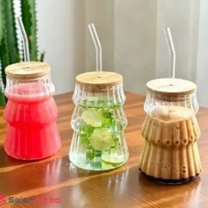 فروش عمده ماگ اسموتی پیرکس درب چوبی